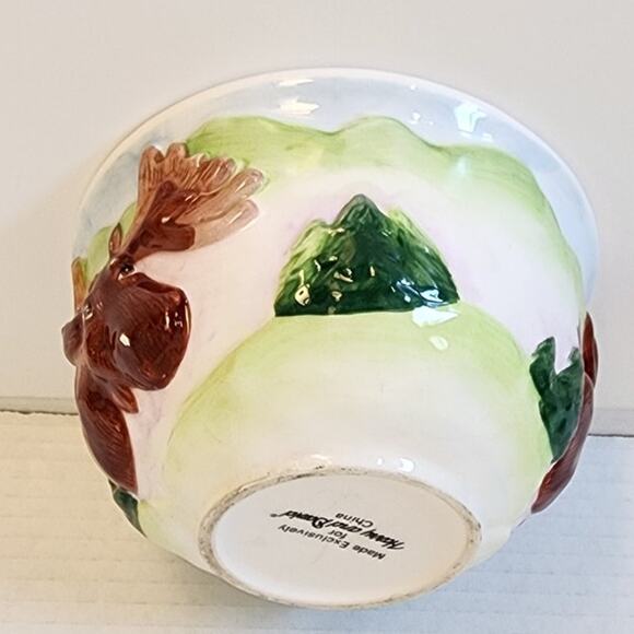 Harry & David VTG Ceramic 3 D Moose Ceramic Bowl Holiday Lodge Decor Chip Flaws - Picture 2 of 9